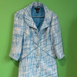 Spenser JeremyBlue and White Tweed coat size medium Preowned